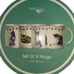 Casamoda Set of 4 Cat Paw Print Mugs